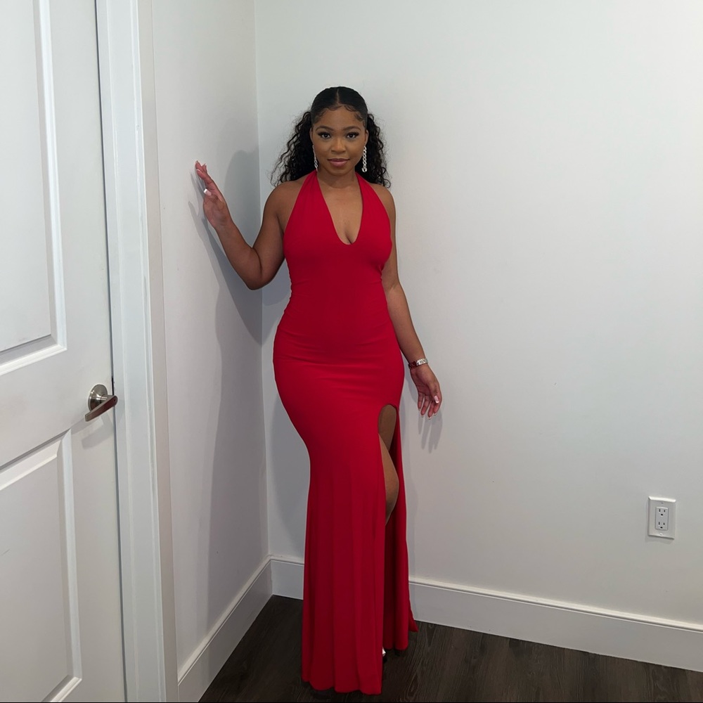 Red maxi dress